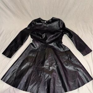 Lai Meng Five Cats Long Sleeve Leather Like Polyester Dress Sz. 8